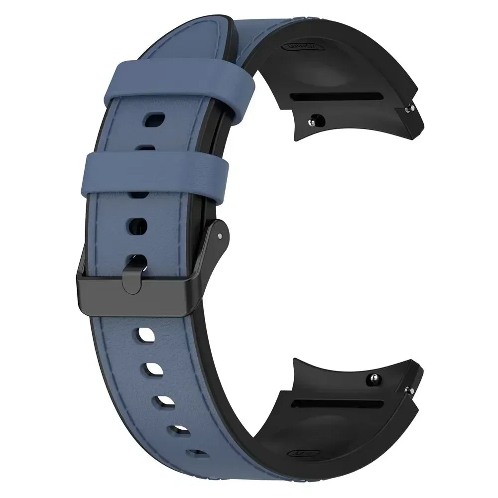 Silicone+Leather Strap For Samsung Galaxy Watch 7 6 4/5 Pro 40mm 44mm Band 6 4 Classic 47 43mm 46mm Replacement Correa Bracelet Qme