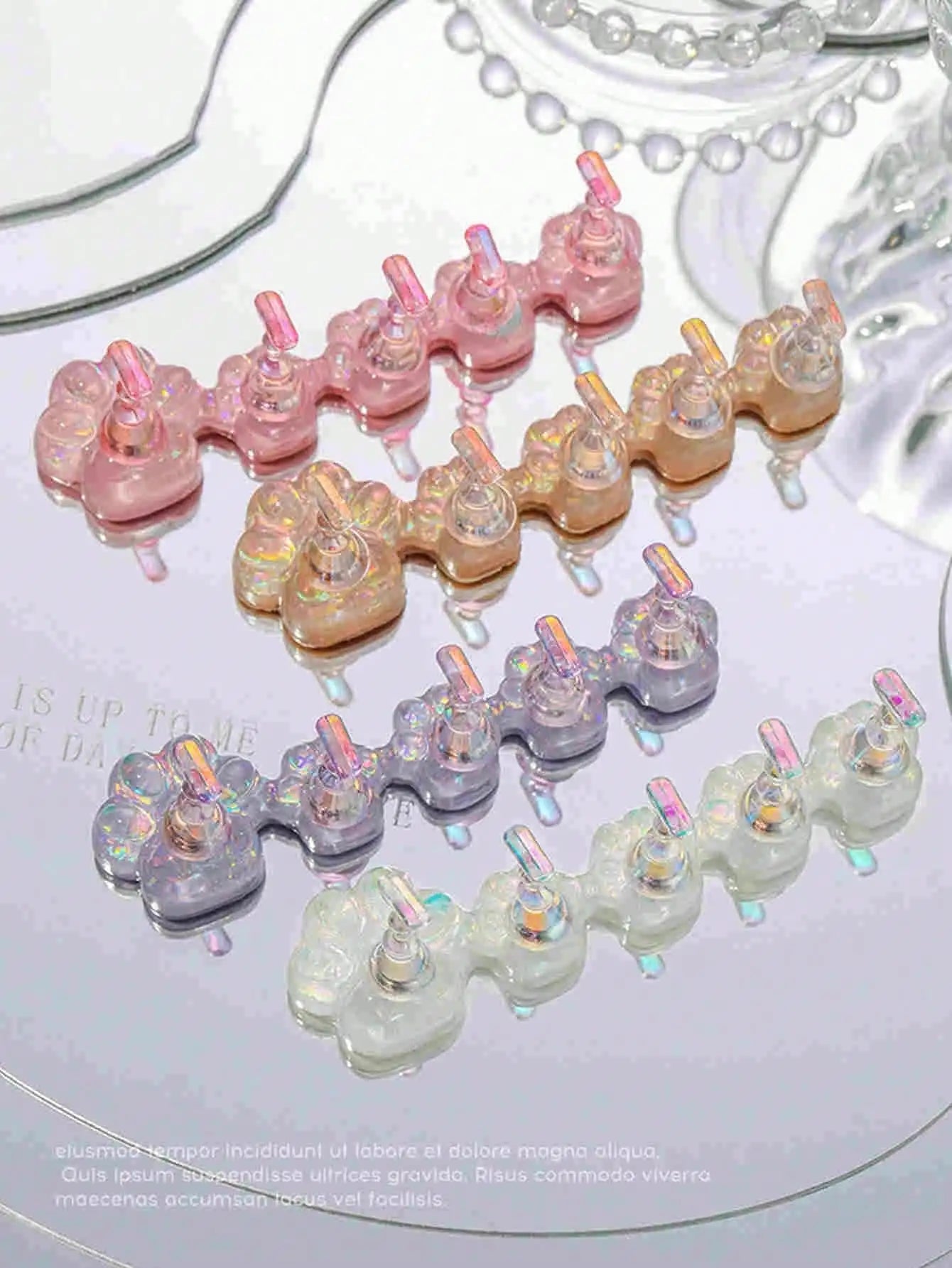 Nail Art Practice Base Aurora Holographic Tips Display Stand Soak Off Qme