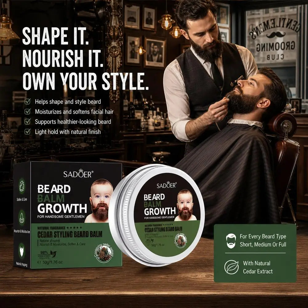 Cedar Styling Beard Balm Men Promotes Growth Styles Strengthens Qme