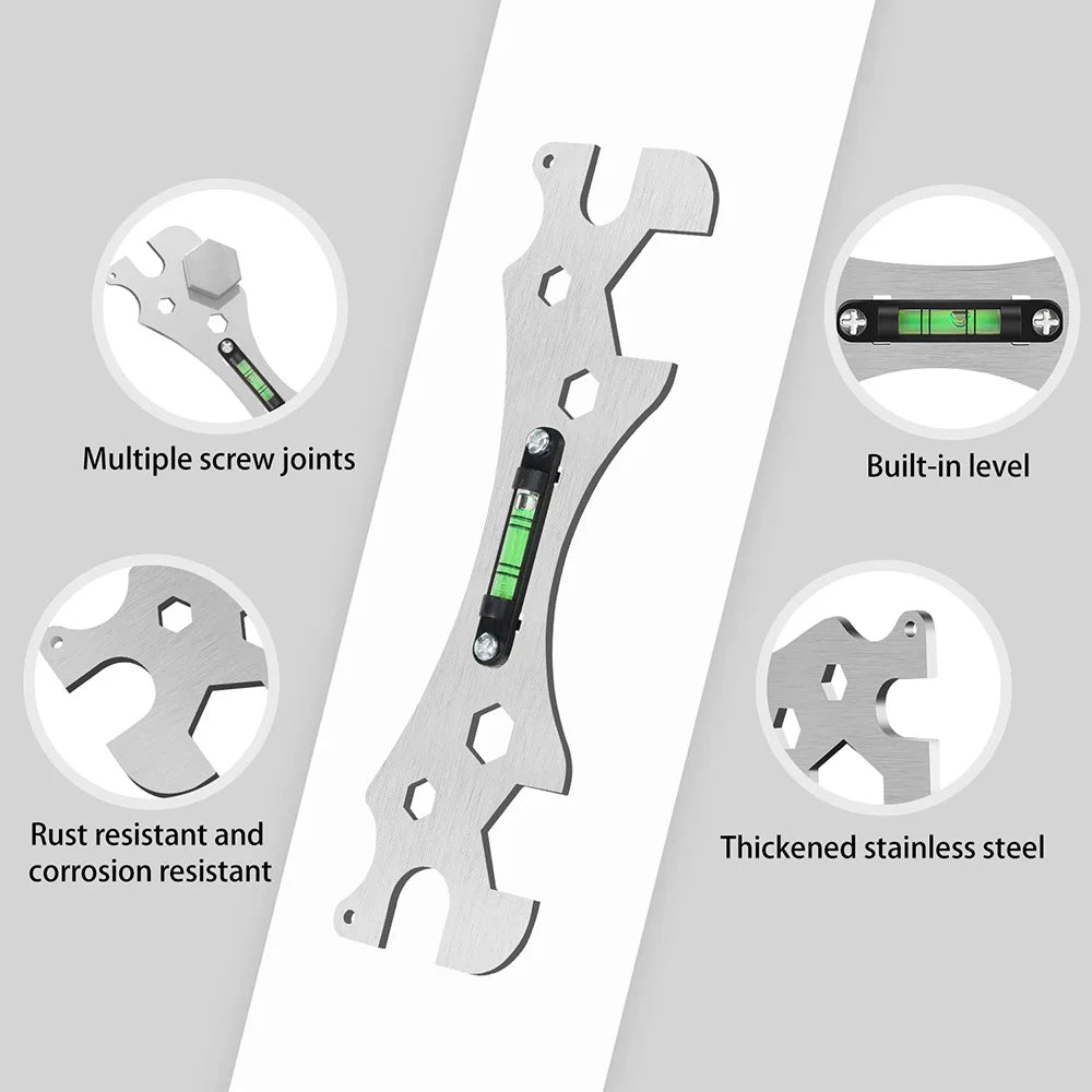 Multifunctional Wrench Bend Angle Leveling Wrench Shower Faucet Universal Repair Wrench Bathroom Maintenance and Installation Qme