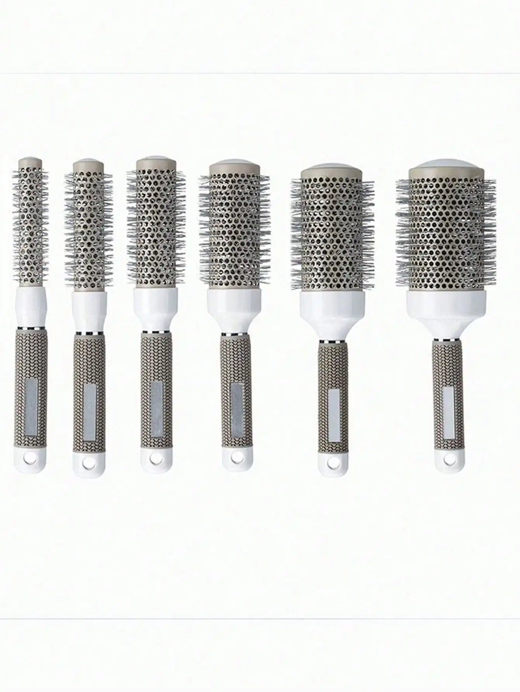 Grey White Barrel Styling Hair Brush Ceramic Aluminum Tube Comb Round Qme