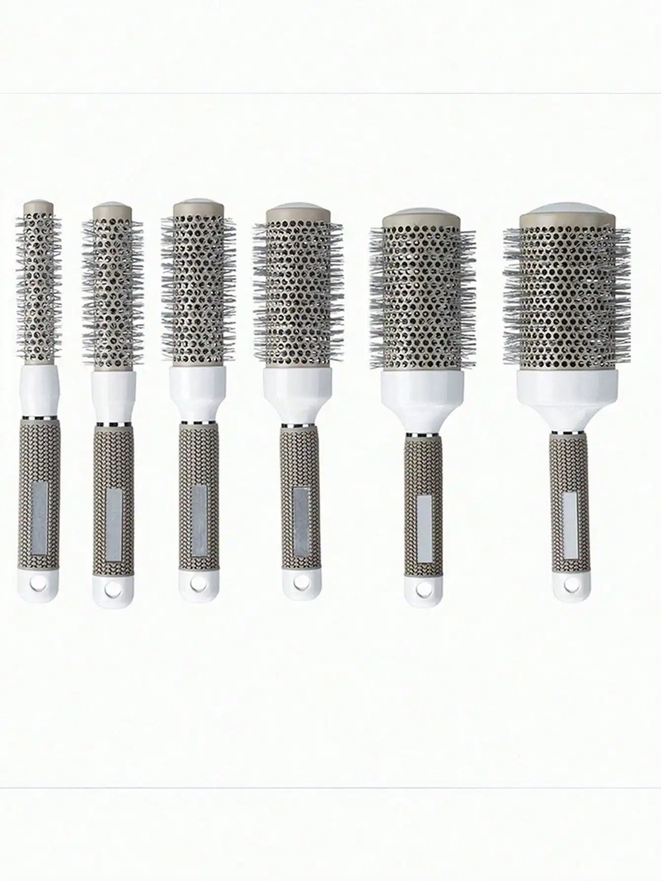 Grey White Barrel Styling Hair Brush Ceramic Aluminum Tube Comb Round Qme