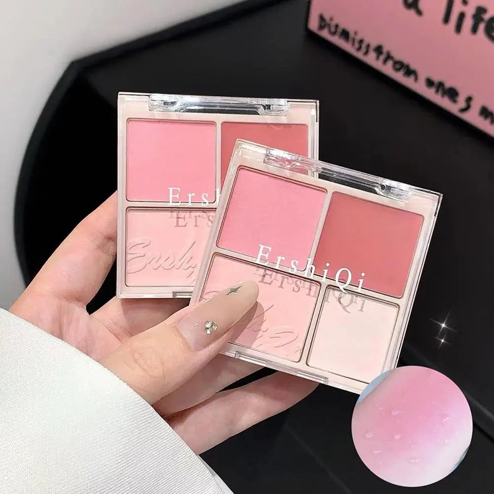 4 Matte Pink Blush Palette Shades Pigmented Shimmering Long Lasting Qme
