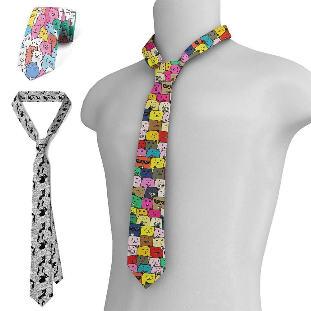 Funny Cartoon Small Animal Print Men's Tie Fashion Slim High-quality Qme