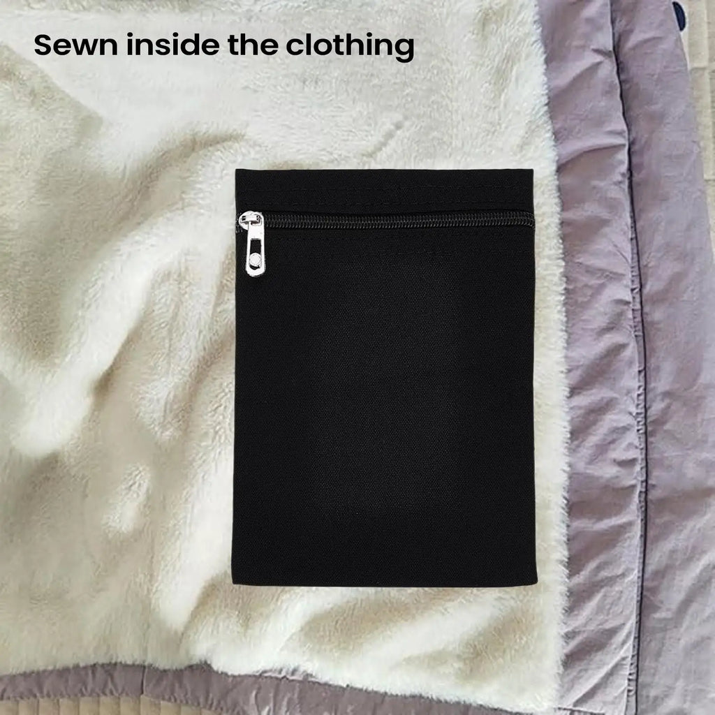 Coat Inside Pockets Anti-Theft Travel Wallet with Zipper Secure Side Pocket for Jacket Clothes Coat Sweatshirt Shirt Robe Hoodie Qme