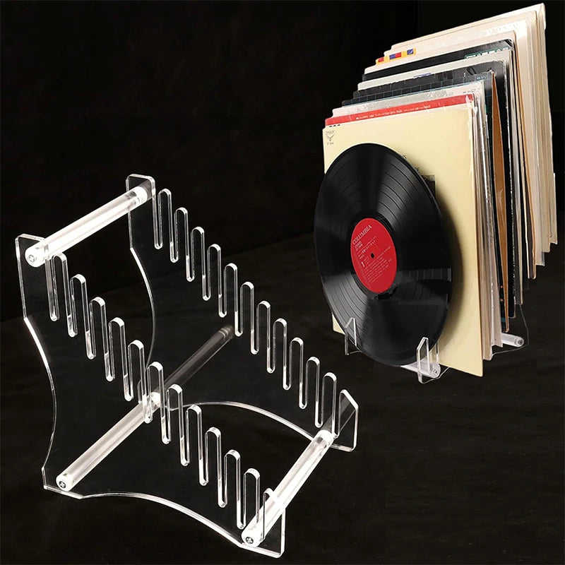 Acrylic Display Rack Stand Storage 12 Albums Clear Vinyl Record Qme