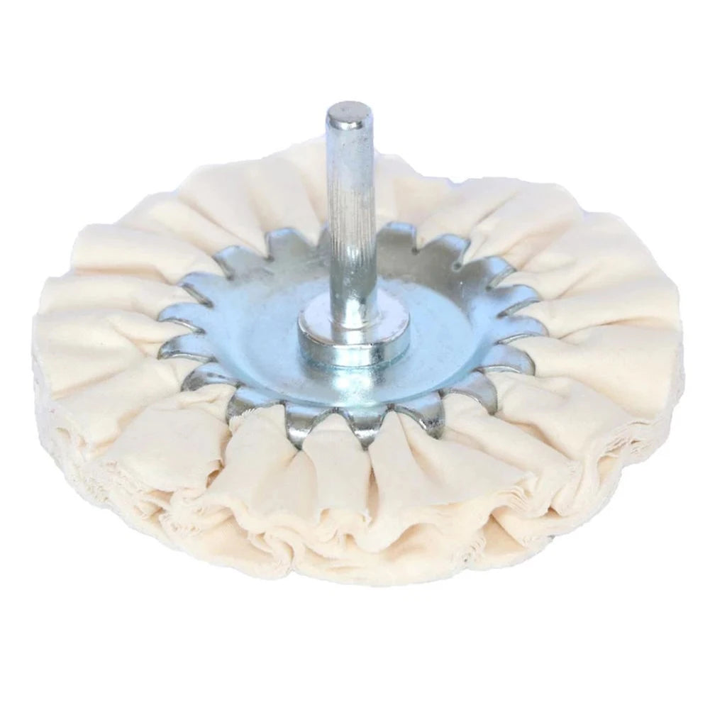 1x Buffing Wheel 100mm 4inch White Cotton Polishing Bit Head Open Bias 6mm Shank For Metal Plastic Wood Ceramic Glass Grinding Qme