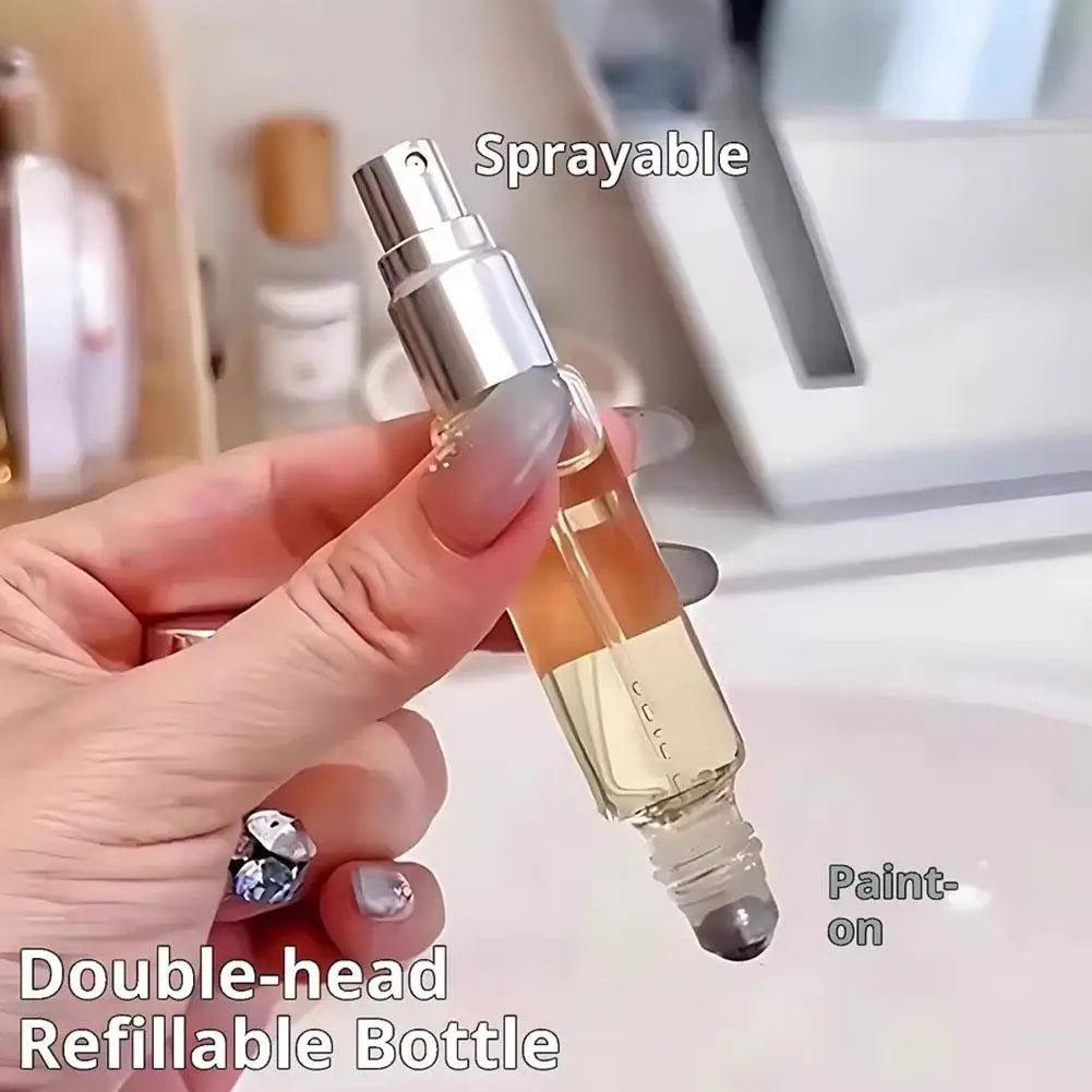 Portable Clear Refillable Bottle Dual Ends Sprayer Roller Tops Qme