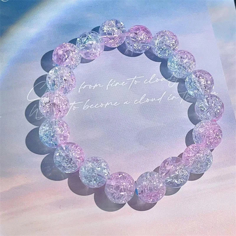 Chinese Imitation Bodhi Plate Playing Bracelet Girl Gradient Glass Bead Bracelet for Unisex Present DIY Jewelry Wholesale Qme blue pink 10mm