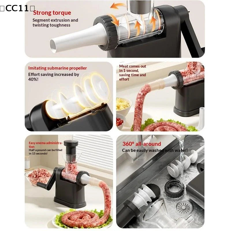 Manual Sausage Stuffing Machine Sausages Stuffer Syringe Gadgets Meat Qme