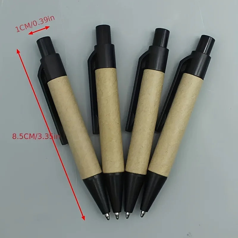 10pcs Eco-friendly Recycled Paper Ballpoint Pen Black Ink Writing Pen Office School Supplies Qme