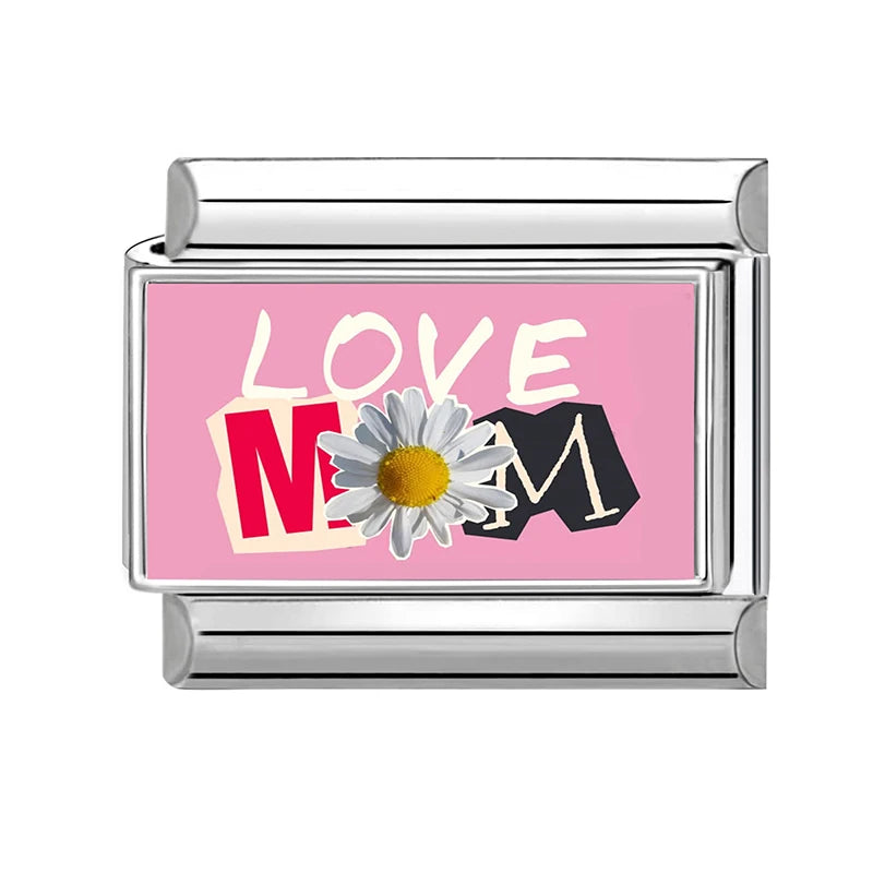 Love Mom Series Cute Child Star Flower Italian Charm Links Fit