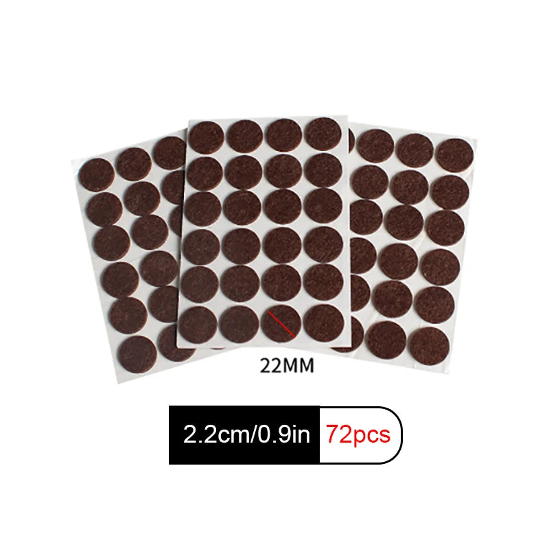 3-72PCS Felt Chair Leg Pads Round Square Floor Protector Self Adhesive Furniture Pads Mute Bumper Pad Home Furniture Feet Mat Qme E-72PCS Brown