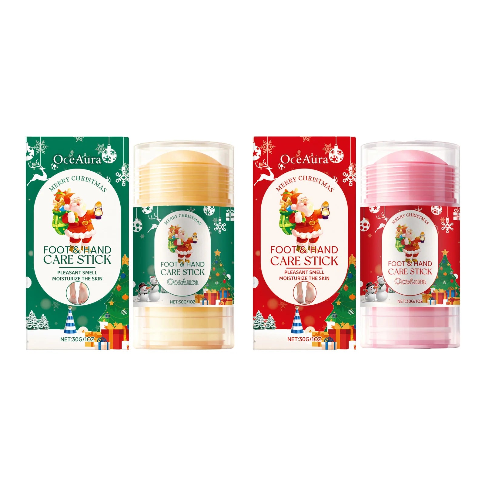 Christmas Urea Hand Foot Care Stick Moisturizing Balm for Dry Cracked Heels Elbows & Knees Gentle Exfoliation Softening Skin Qme 2 IN 1