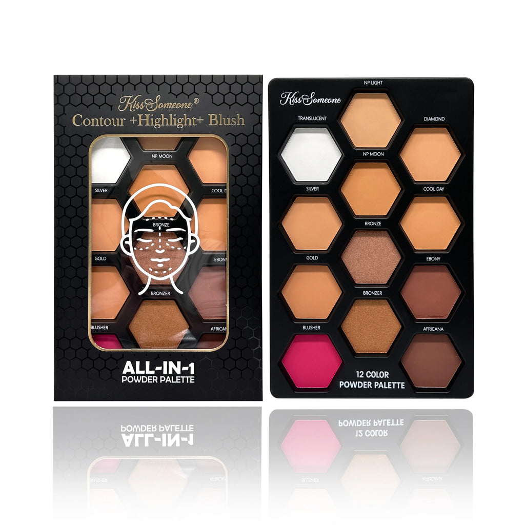 12-color contour palette, blush highlighter contour powder with rich colors suitable for Halloween use Qme