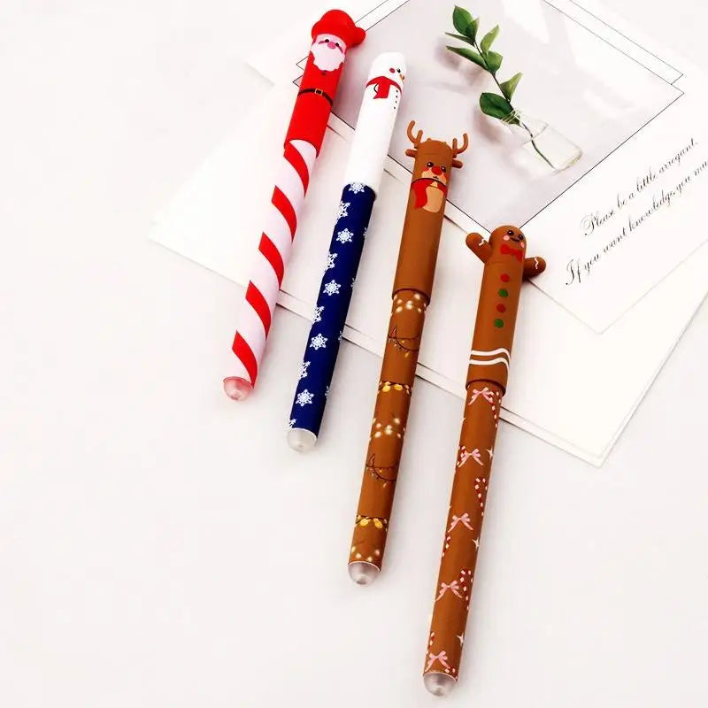 Christmas Themed Erasable Gel Pen Cute Santa Claus Snowman Elk Qme