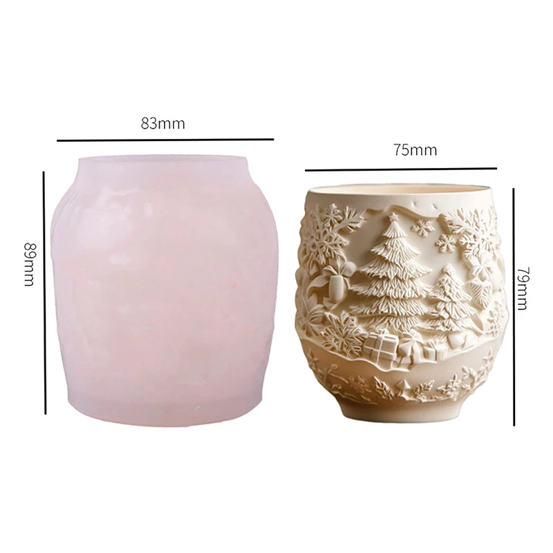 Christmas Silicone Mold, Suitable For Making Flower Pots, Candles, Storage Boxes - Non-sticky Soft Reusable DIY Mold Qme B