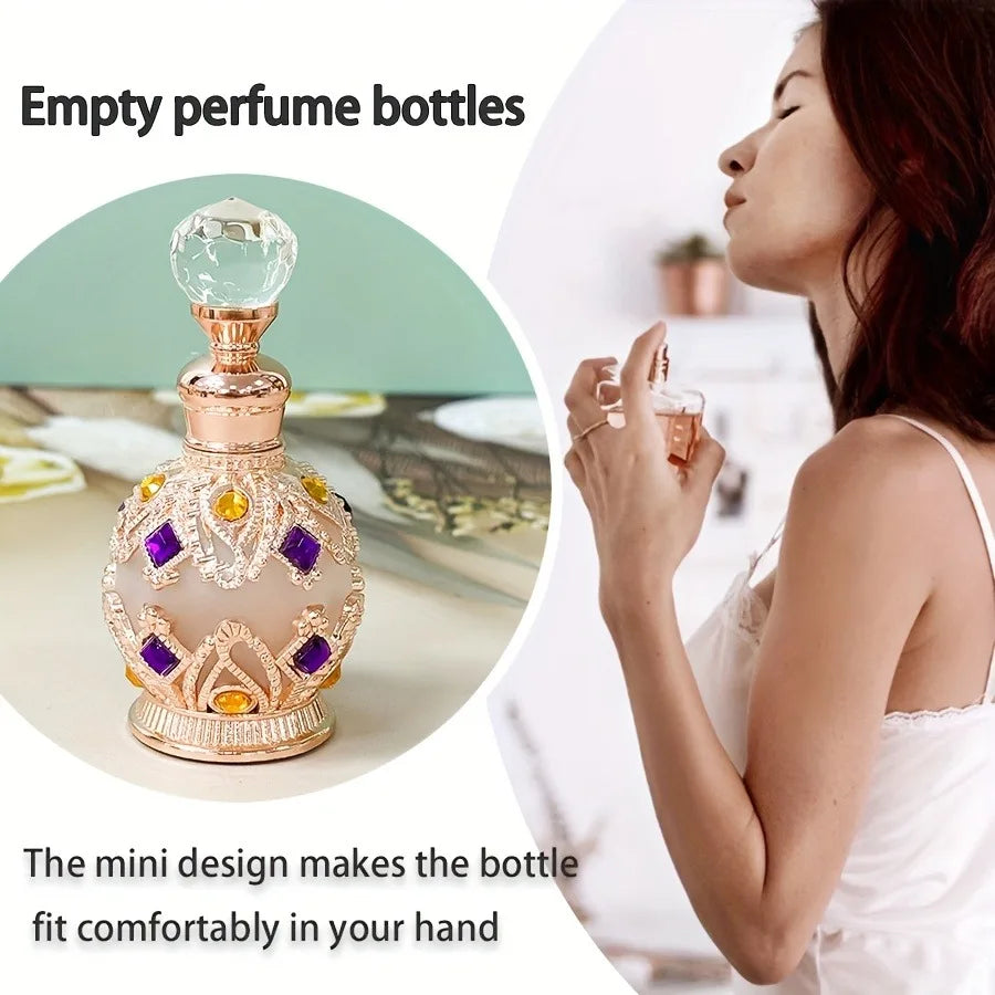1PCS Luxury Perfume Bottle Essential Oil Bottle 15ml Empty Bottle Storage Bottle Gift Glass Perfume Bottle Portable Bottles Qme