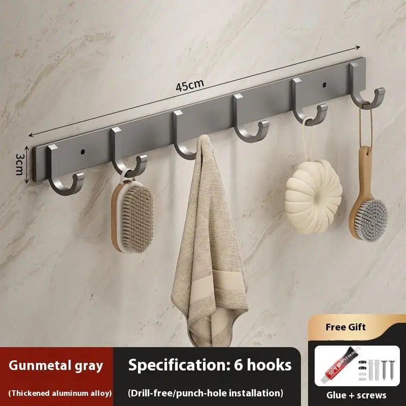 Metal Hook Strong Adhesive Wall Mounted Bathroom Without Punchkitchen Qme Gray 6hook