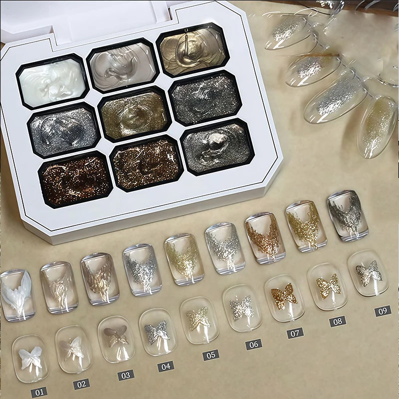 9-Color Metallic Platinum Gel Milky White Galaxy UV Nail Polish LED Qme