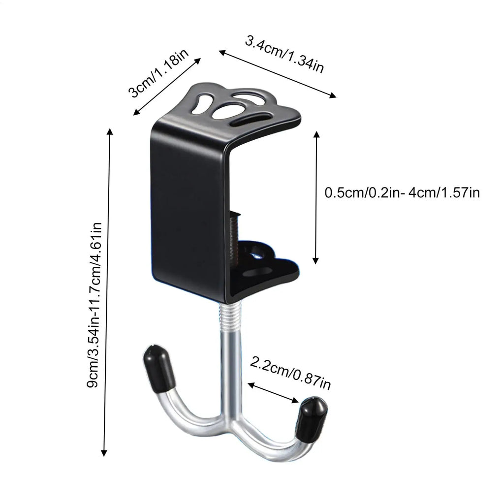 Desk Clamp Hook Headphone Holder Iron Double Hooks Under Adjustable Qme