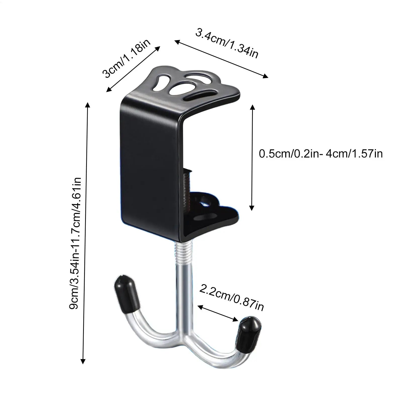 Desk Clamp Hook Headphone Holder Iron Double Hooks Under Adjustable Qme