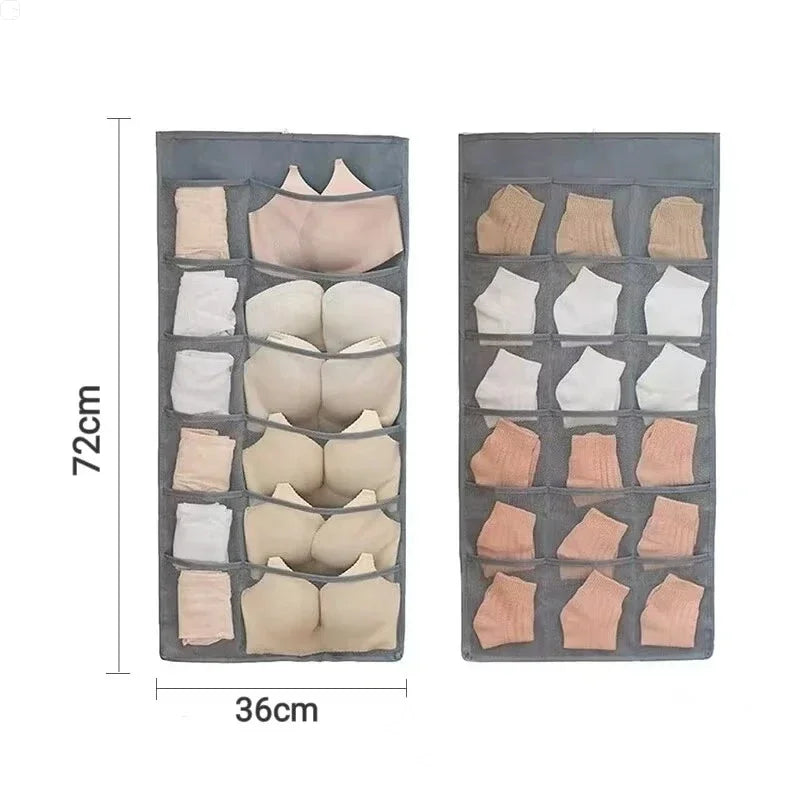 Double Sides Underwear Storage Hanging Bag Dormitory Home Wardrobe Hanging Wall Foldable Bag Underpants Socks Organizer Qme