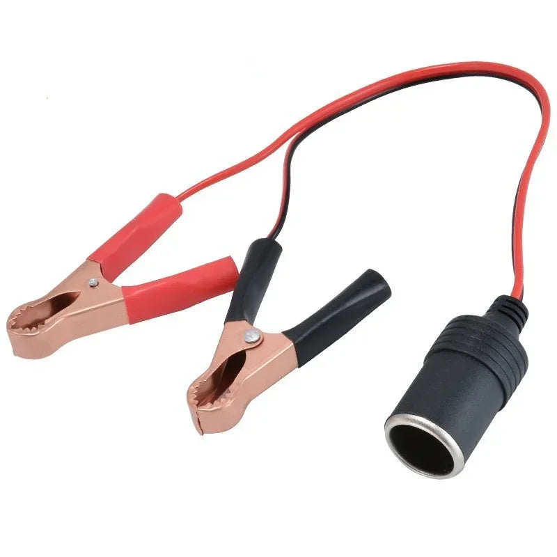 Car Battery Terminal Clamp Clip Cigarette Lighter Power Socket Adaptor 12V Camping Battery Pump Power Adapter Splitter Qme 5pcs