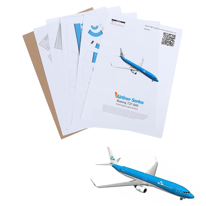 1 100 Boeing 737 Aircraft Dutch Airlines 3D Paper Model DIY Handmade Qme