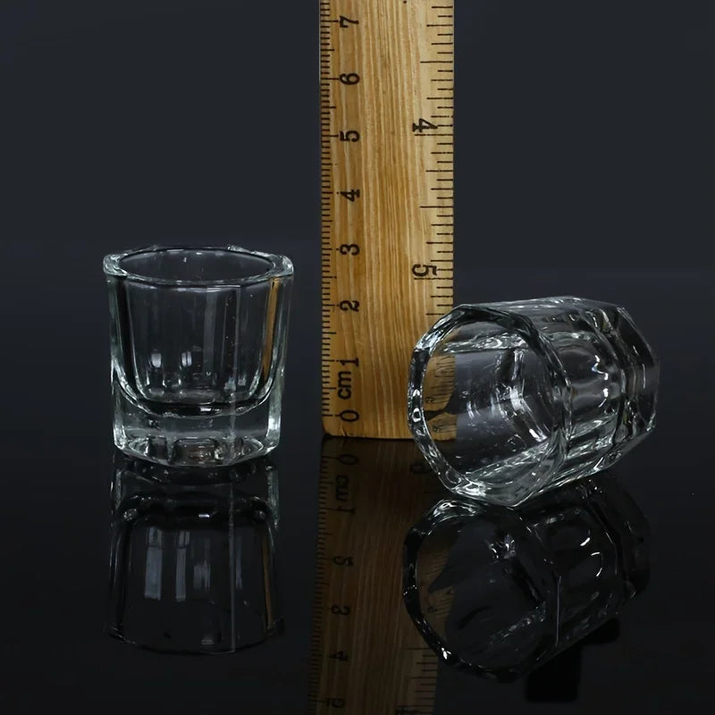 2 pcs Mini Glass Crystal Cup for Nail Art - Liquid Powder Dappen Dish Bowl Glassware Nail Art Tools Qme