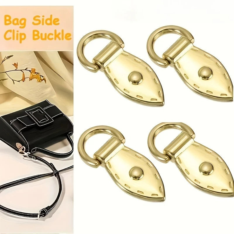Metal Leaf Shape Bag Strap D Ring Buckle Rivet Decor Handbag Side Connector Clasp DIY Purse Bag Hardware Replacement Accessories Qme