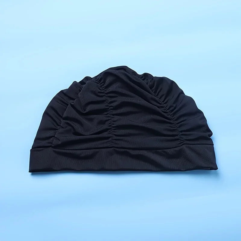 1pc Swimming Cap, Long Hair Swimming Ear Protection, Elastic Wrinkles, Do Not Strangle The Head, Ladies Swimming Cap Qme