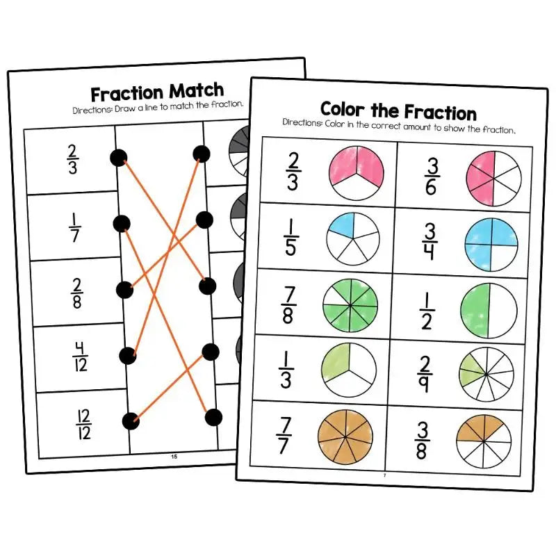 Montessori Fractions Workbook Arithmetic Learning Teaching Aids Grade Qme