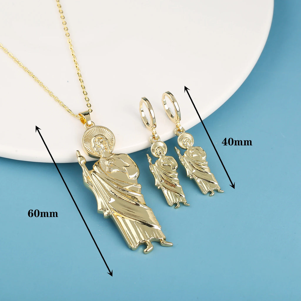 High Quality Shiny Zirconia St. Jude Drop Earrings New Fashion for Women Girls Religious Jewelry Birthday Gift Accessories Qme