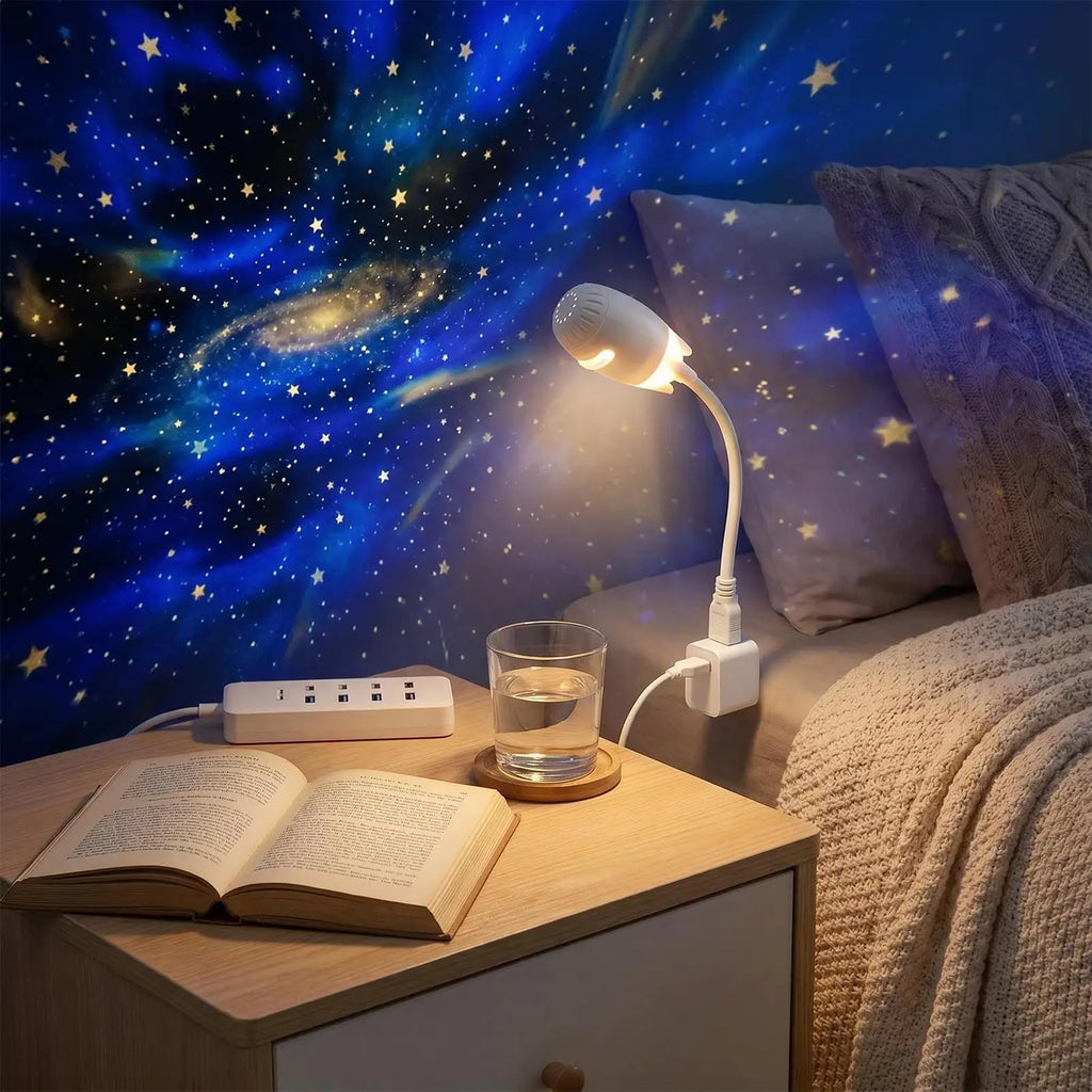 Galaxy Projector Night Light Aesthetic USB Plug Dimmable Gooseneck Qme