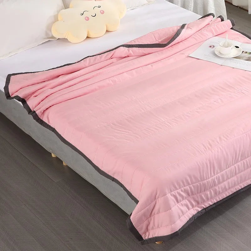 Summer Cooling Blanket for Bed Flannel + Ice Fiber Thin Blankets High Quality Cool But Not Ice Throw Blanket Napp Blankets Rest Qme