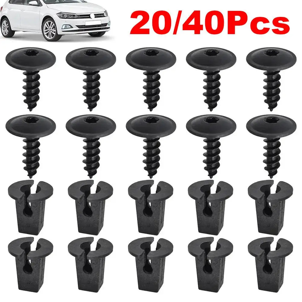 20/40pcs Auto Mudguard Lining Snap Screws Retainer Fastener Clips Bolt For VW Audi Seat N90974701 Universal Engine Cover Clips Qme