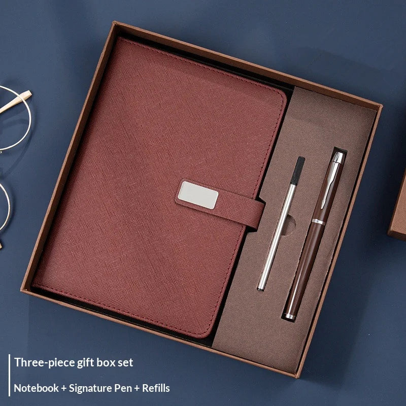 Deluxe PU Leather Corporate Includes Notebook Stylus Pen Refill Qme Coffee