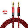 1.5M Jack 3.5mm Male To Male Audio Cable Nylon Braid 3.5mm AUX Cable Headphone Extension Code For Phone MP3 Car Headset Speaker Qme Red