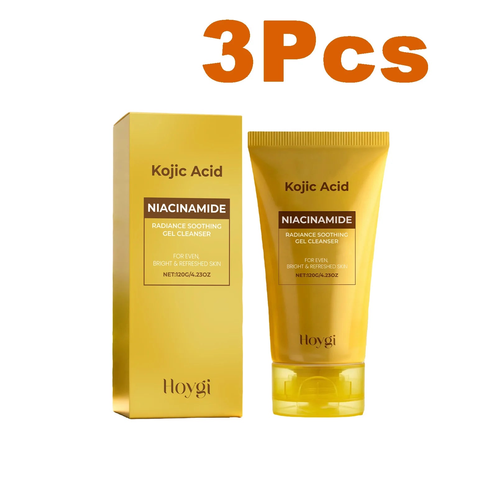 Kojic Acid & Niacinamide Face Wash Brightening Facial Cleanser for Dark Spots & Glowing Skin Evens Skin Tone Acne Scar Care Qme 3 x 120g Boxed