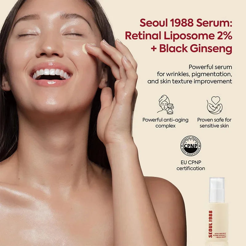 Seoul 1988 Retinol Ginseng Eye & Face Cream Serum Set Firming Moisturizing Diminish Lines Wrinkles Skin Care Essences Qme