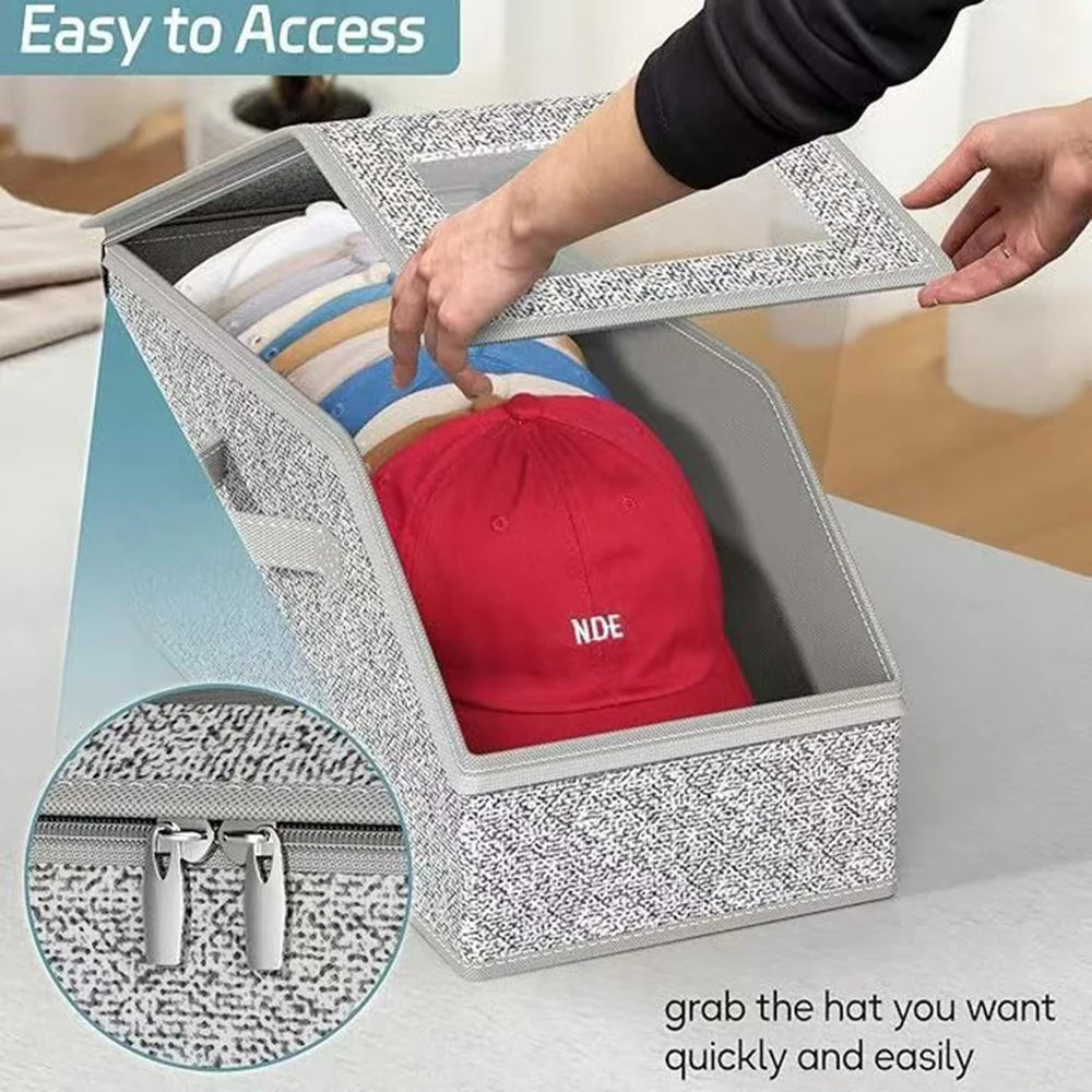 Outdoor Multifunctional Hat Storage Box With Large Capacity Baseball Cap Storage And Dust-Proof Storage Box With Lid Qme