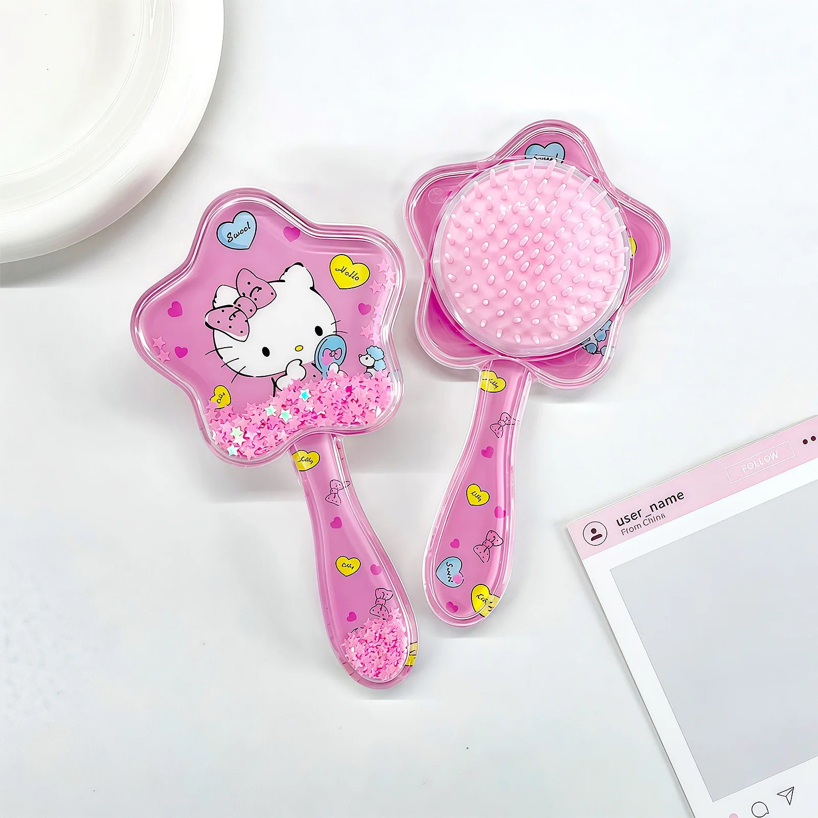 Hello Kitty Transparent Five-Pointed Star Loose Hair Comb Cartoon Cat Air-Cushion Comb Mini Portable Hair Comb Qme 7