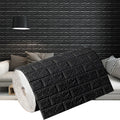 Waterproof 3D Soft Foam Brick Wallpaper 77cmx70cm Self Adhesive Wall Qme black 77x70cm 5pcs