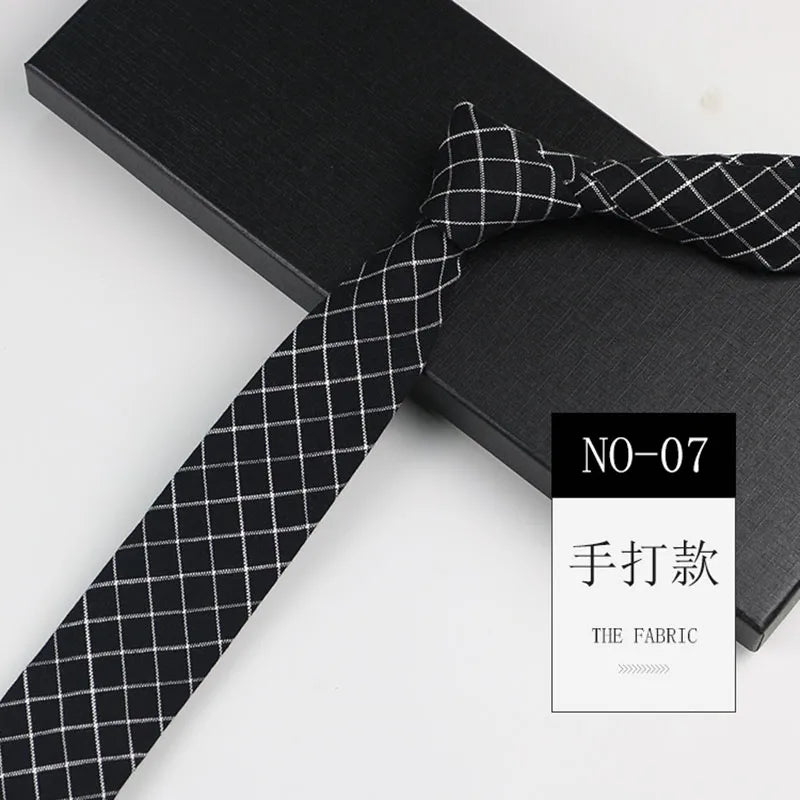 Cotton Skinny Tie Men Women Casual Plaid Strip Neck Party Business Qme RT5