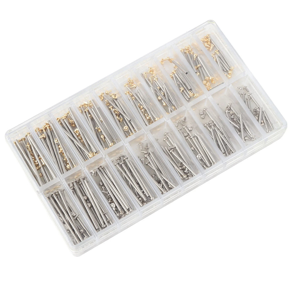 Watch Strap Screw Link Pin Fit Gold Silver Watch Connecting Screw Tube 1.3mm Width 10 Different Size for Watchmaker Qme
