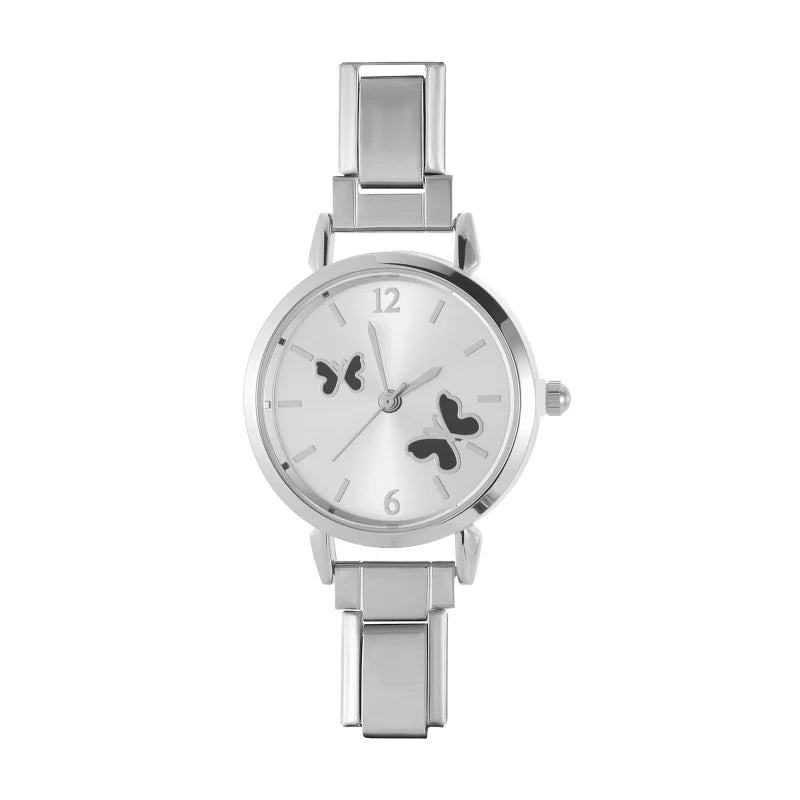 New High Quality 9MM Width Italian Charm White Black Butterfly Round Elastic Watch Bracelet Bangle for Party Birthday Daily Gift Qme Style 29