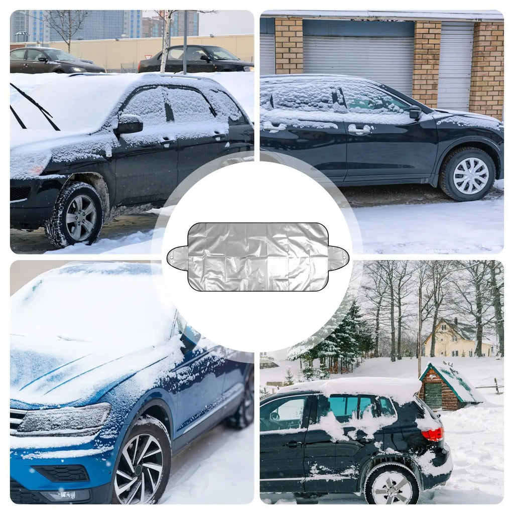 Windshield Snow Cover Folding Freeze Window Protector 59.06x27.56x0.39 inches Car Snow Cover for Daily Commuting Winter Qme