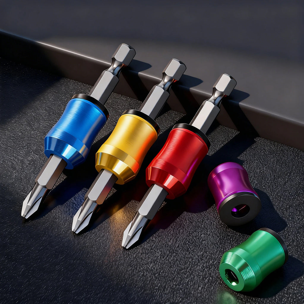 2Pcs Magnetic Screw Rings Aluminum Alloy Universal Magnetizer 6.35mm Shank Screwdriver Bit for Mechanic Carpenter DIY Repair Qme