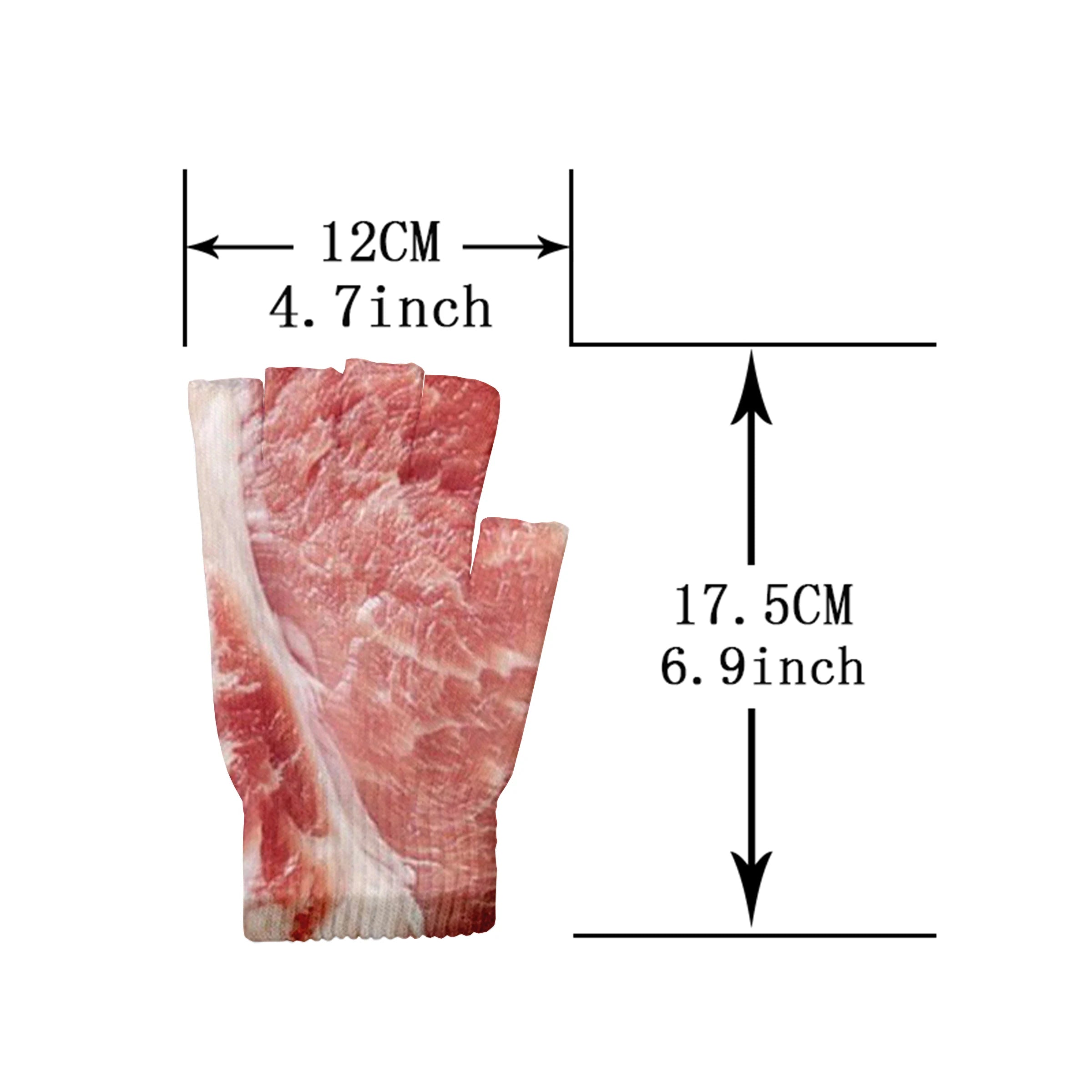 Meat Design Winter Autumn Men's Fun Pork Belly Pattern Gloves Women's Qme